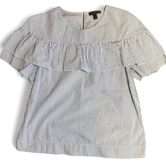 J. Crew Edie Blue and White Striped Blouse (Size 8) - Picture 1 of 6